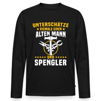 Spengler Bauspengler Spengeln Karrosseriespengler - Männer Premium Bio Langarmshirt - Schwarz - Vorne - Nico (187cm)