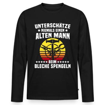 Spengler Bauspengler Spengeln Karrosseriespengler - Männer Premium Bio Langarmshirt - Schwarz - Vorne - Nico (187cm)
