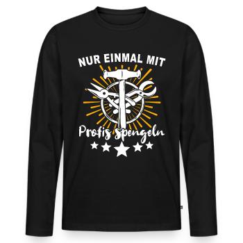 Spengler Bauspengler Spengeln Karrosseriespengler - Männer Premium Bio Langarmshirt - Schwarz - Vorne - Nico (187cm)
