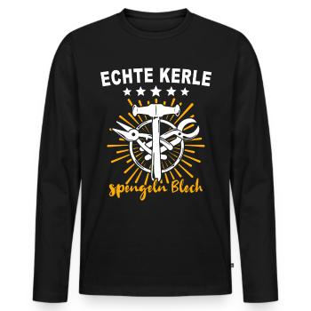 Spengler Bauspengler Karrosseriespengler - Männer Premium Bio Langarmshirt - Schwarz - Vorne - Nico (187cm)