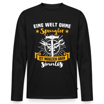 Spengler Bauspengler Karrosseriespengler - Männer Premium Bio Langarmshirt - Schwarz - Vorne - Nico (187cm)