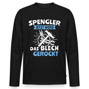 Spengler Bauspengler Karrosseriespengler - Männer Premium Bio Langarmshirt - Schwarz - Vorne - Nico (187cm)