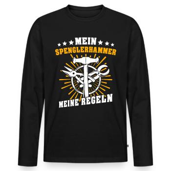 Spengler Bauspengler Spengeln Karrosseriespengler - Männer Premium Bio Langarmshirt - Schwarz - Vorne - Nico (187cm)