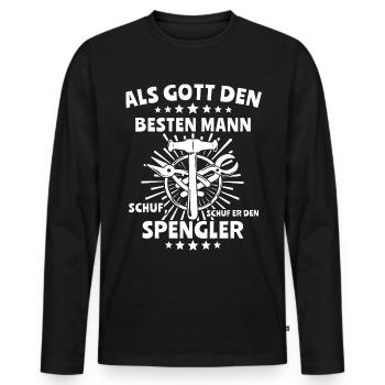 Spengler Beruf Bauspengler Sprüche - Männer Premium Bio Langarmshirt - Schwarz - Vorne - Nico (187cm)