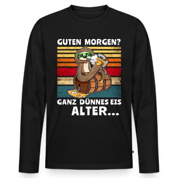 Faultier Bier Morgenmuffel - Männer Premium Bio Langarmshirt - Schwarz - Vorne - Nico (187cm)