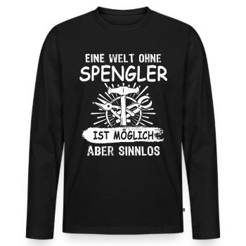 Spengler Bauspengler Karrosseriespengler - Männer Premium Bio Langarmshirt - Schwarz - Vorne - Nico (187cm)