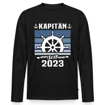 Kapitän 2023 Bootsführerschein Boot - Männer Premium Bio Langarmshirt - Schwarz - Vorne - Nico (187cm)