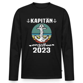 Kapitän 2023 Bootsführerschein Boot - Männer Premium Bio Langarmshirt - Schwarz - Vorne - Nico (187cm)