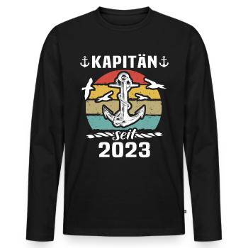 Kapitän 2023 Bootsführerschein Boot - Männer Premium Bio Langarmshirt - Schwarz - Vorne - Nico (187cm)