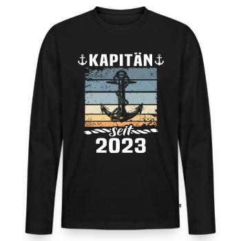 Kapitän 2023 Bootsführerschein Boot - Männer Premium Bio Langarmshirt - Schwarz - Vorne - Nico (187cm)