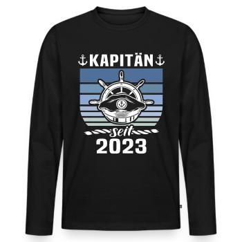 Kapitän 2023 Bootsführerschein Boot - Männer Premium Bio Langarmshirt - Schwarz - Vorne - Nico (187cm)