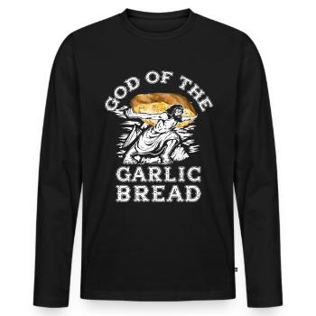 Lustiges Knoblauchbrot Jesus - Knoblauchbrot - Männer Premium Bio Langarmshirt - Schwarz - Vorne - Nico (187cm)