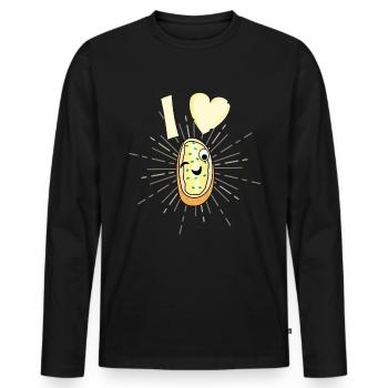 Funny Garlic Bread Heart Design - Men's Premium Organic Long Sleeve Shirt - black - Front - Nico (187cm)