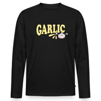 Drôle de conception de couple de pain à l’ail - T-shirt manches longues Premium bio Homme - noir - Devant - Nico (187cm)