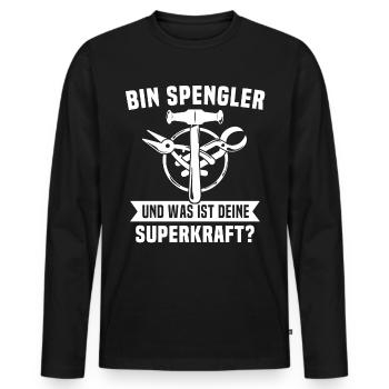 Bauspengler Karosseriespengler Spengler - Männer Premium Bio Langarmshirt - Schwarz - Vorne - Nico (187cm)