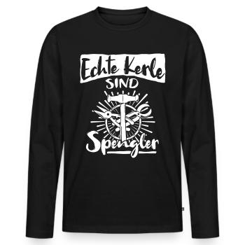 Bauspengler Karosseriespengler Spengler - Männer Premium Bio Langarmshirt - Schwarz - Vorne - Nico (187cm)