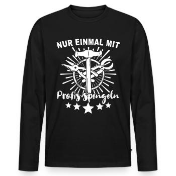 Bauspengler Karosseriespengler Spengler - Männer Premium Bio Langarmshirt - Schwarz - Vorne - Nico (187cm)