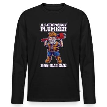 A legendary plumber has bought old things - Men's Premium Organic Long Sleeve Shirt - black - Front - Nico (187cm)
