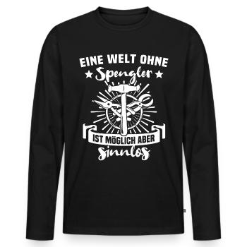 Spengler Bauspengler Karosseriespengler - Männer Premium Bio Langarmshirt - Schwarz - Vorne - Nico (187cm)