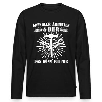 Spengler Bauspengler Karosseriespengler - Männer Premium Bio Langarmshirt - Schwarz - Vorne - Nico (187cm)