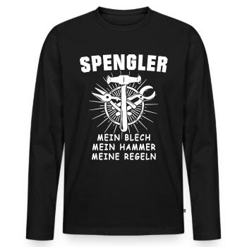 Spengler Bauspengler Karosseriespengler - Männer Premium Bio Langarmshirt - Schwarz - Vorne - Nico (187cm)