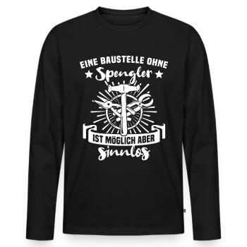 Spengler Bauspengler Karosseriespengler - Männer Premium Bio Langarmshirt - Schwarz - Vorne - Nico (187cm)