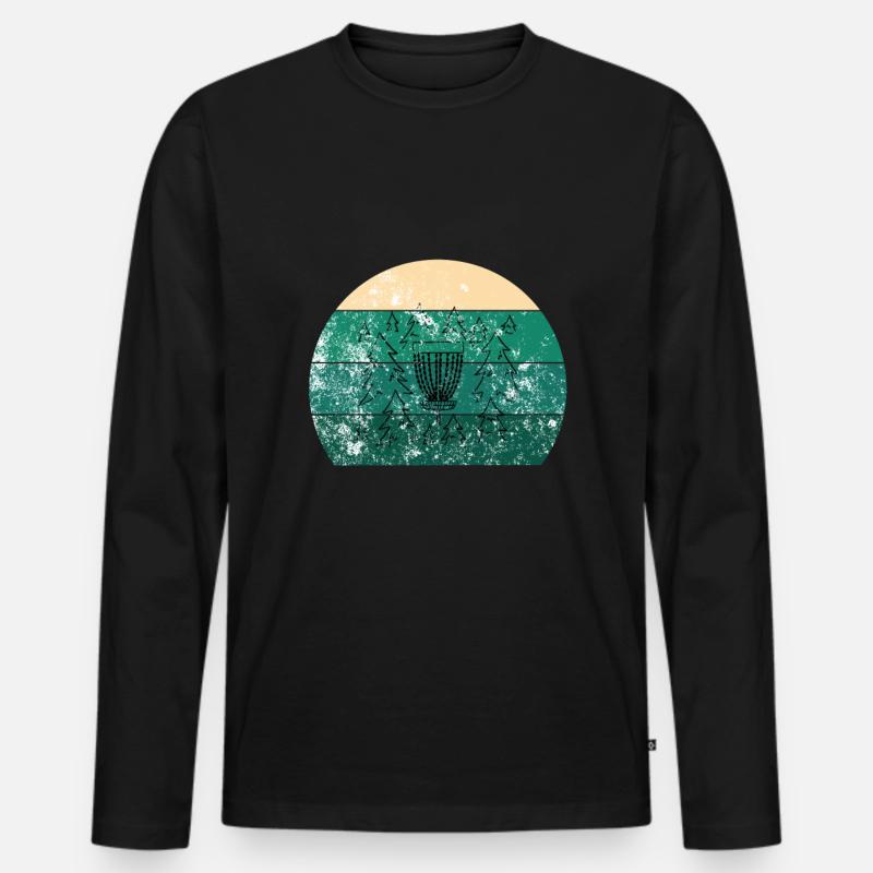 Disc Golf Korb Retro - Männer Premium Bio Langarmshirt - Schwarz