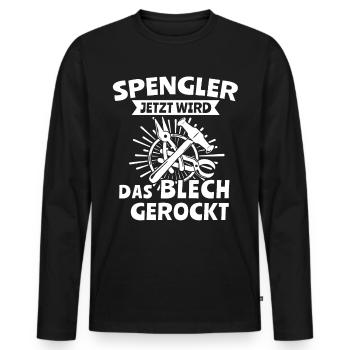 Spengler Bauspengler Karosseriespengler - Männer Premium Bio Langarmshirt - Schwarz - Vorne - Nico (187cm)