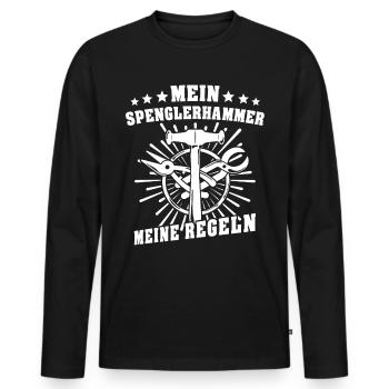Spengler Bauspengler Karosseriespengler - Männer Premium Bio Langarmshirt - Schwarz - Vorne - Nico (187cm)