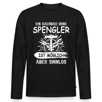 Spengler Bauspengler Karosseriespengler - Männer Premium Bio Langarmshirt - Schwarz - Vorne - Nico (187cm)