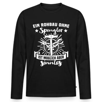 Spengler Bauspengler Karosseriespengler - Männer Premium Bio Langarmshirt - Schwarz - Vorne - Nico (187cm)