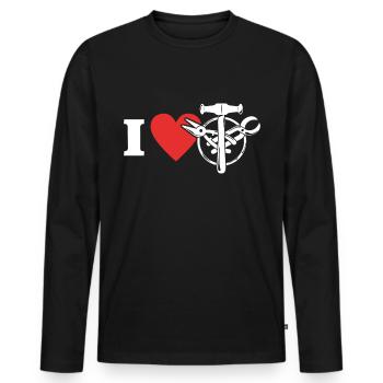 Bauspengler Ich Liebe Spengler Beruf - Männer Premium Bio Langarmshirt - Schwarz - Vorne - Nico (187cm)