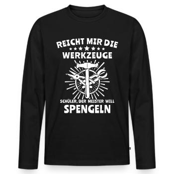 Spengler Beruf Bauspengler Sprüche - Männer Premium Bio Langarmshirt - Schwarz - Vorne - Nico (187cm)