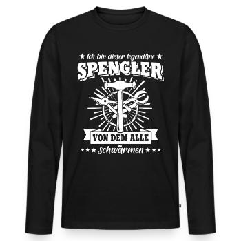 Spengler Beruf Bauspengler Sprüche - Männer Premium Bio Langarmshirt - Schwarz - Vorne - Nico (187cm)