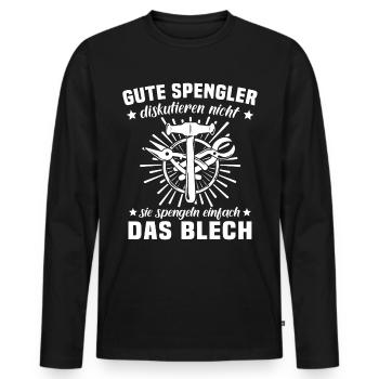 Spengler Bauspengler Karosseriespengler - Männer Premium Bio Langarmshirt - Schwarz - Vorne - Nico (187cm)
