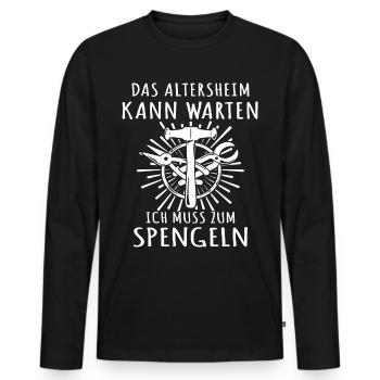 Spengler Bauspengler Karosseriespengler - Männer Premium Bio Langarmshirt - Schwarz - Vorne - Nico (187cm)