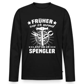 Spengler Bauspengler Karosseriespengler - Männer Premium Bio Langarmshirt - Schwarz - Vorne - Nico (187cm)