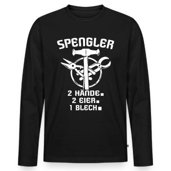 Spengler Bauspengler Karosseriespengler - Männer Premium Bio Langarmshirt - Schwarz - Vorne - Nico (187cm)
