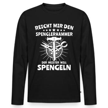 Spengler Bauspengler Karosseriespengler - Männer Premium Bio Langarmshirt - Schwarz - Vorne - Nico (187cm)