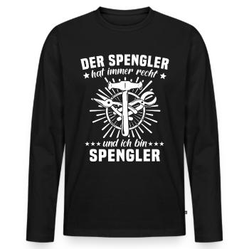 Spengler Bauspengler Karosseriespengler - Männer Premium Bio Langarmshirt - Schwarz - Vorne - Nico (187cm)