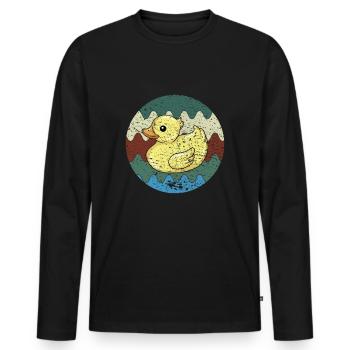 Badeente Retro - Männer Premium Bio Langarmshirt - Schwarz - Vorne - Nico (187cm)