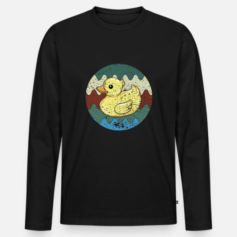 Badeente Retro - Männer Premium Bio Langarmshirt - Schwarz