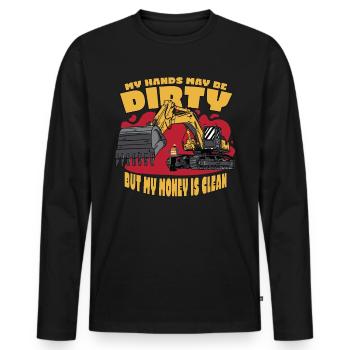 Mes mains peuvent être sales - T-shirt manches longues Premium bio Homme - noir - Devant - Nico (187cm)