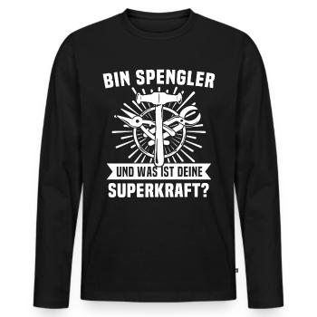 Spengler Bauspengler Karosseriespengler - Männer Premium Bio Langarmshirt - Schwarz - Vorne - Nico (187cm)