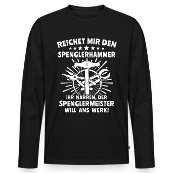 Spengler Spengeln Karosseriespengler - Männer Premium Bio Langarmshirt - Schwarz - Vorne - Nico (187cm)