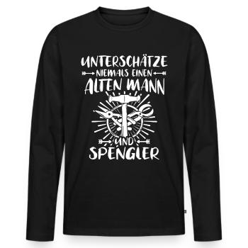 Spengler Spengeln Karosseriespengler - Männer Premium Bio Langarmshirt - Schwarz - Vorne - Nico (187cm)