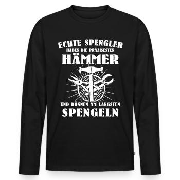 Spengler Spengeln Karosseriespengler - Männer Premium Bio Langarmshirt - Schwarz - Vorne - Nico (187cm)