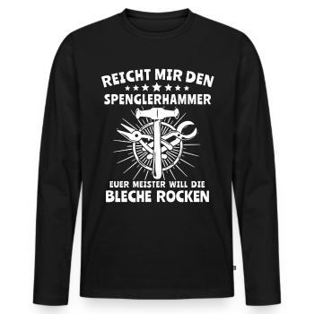 Spengler Spengeln Karosseriespengler - Männer Premium Bio Langarmshirt - Schwarz - Vorne - Nico (187cm)