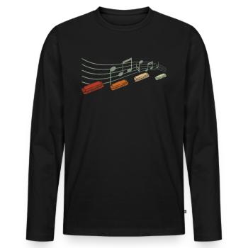 Drôle d’instrument d’harmonica vintage - T-shirt manches longues Premium bio Homme - noir - Devant - Nico (187cm)
