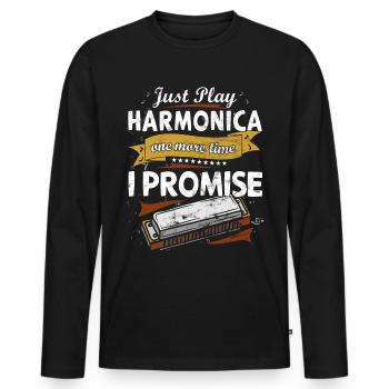 Drôle d’instrument d’harmonica vintage - T-shirt manches longues Premium bio Homme - noir - Devant - Nico (187cm)